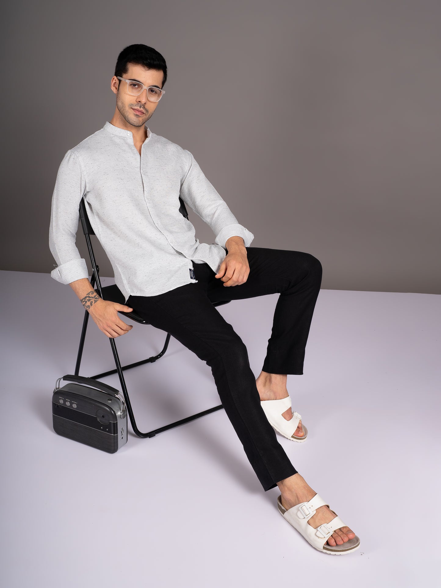 Dobby White Linen Shirt