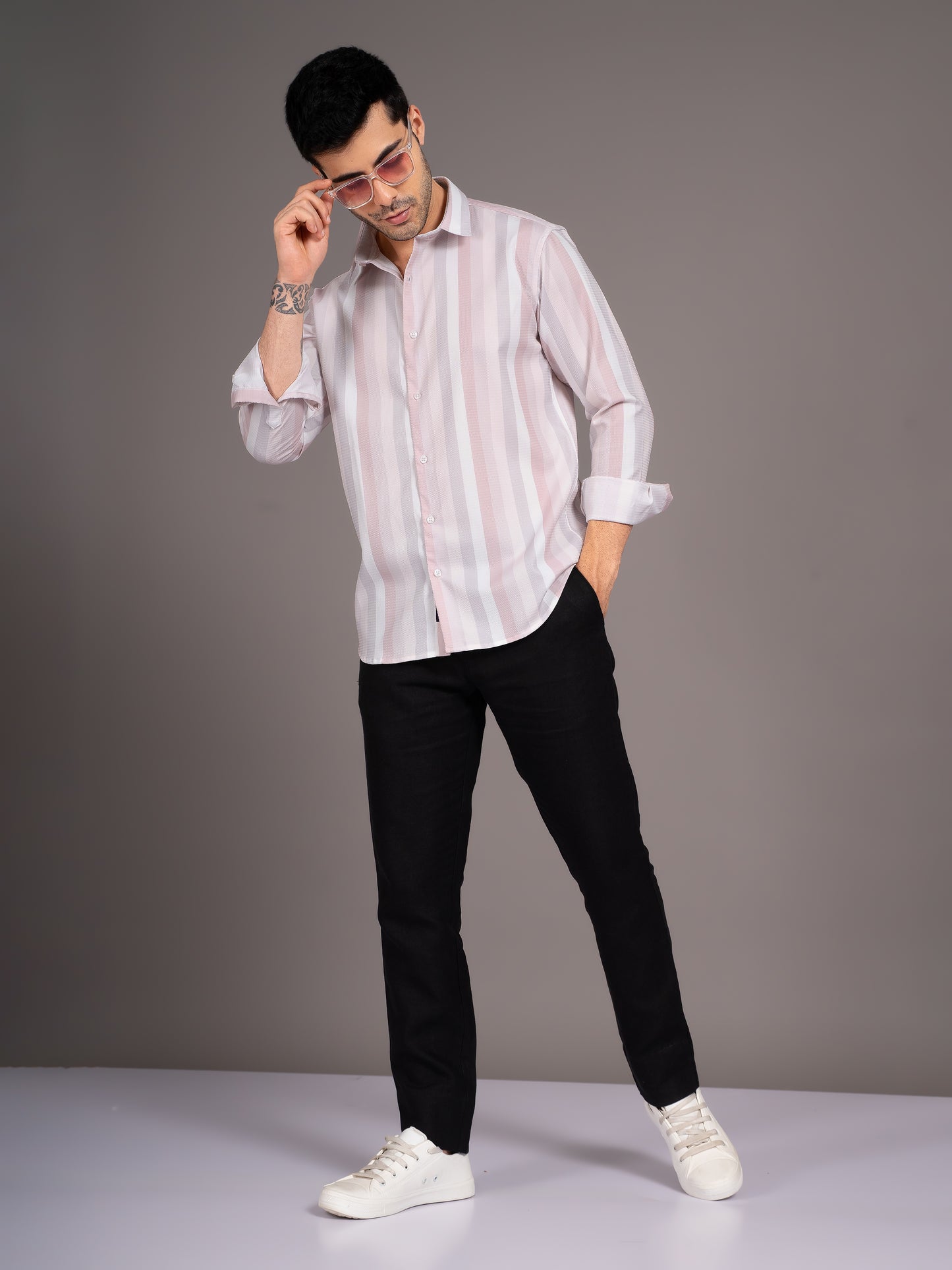 Trilo Beige Striped Shirt