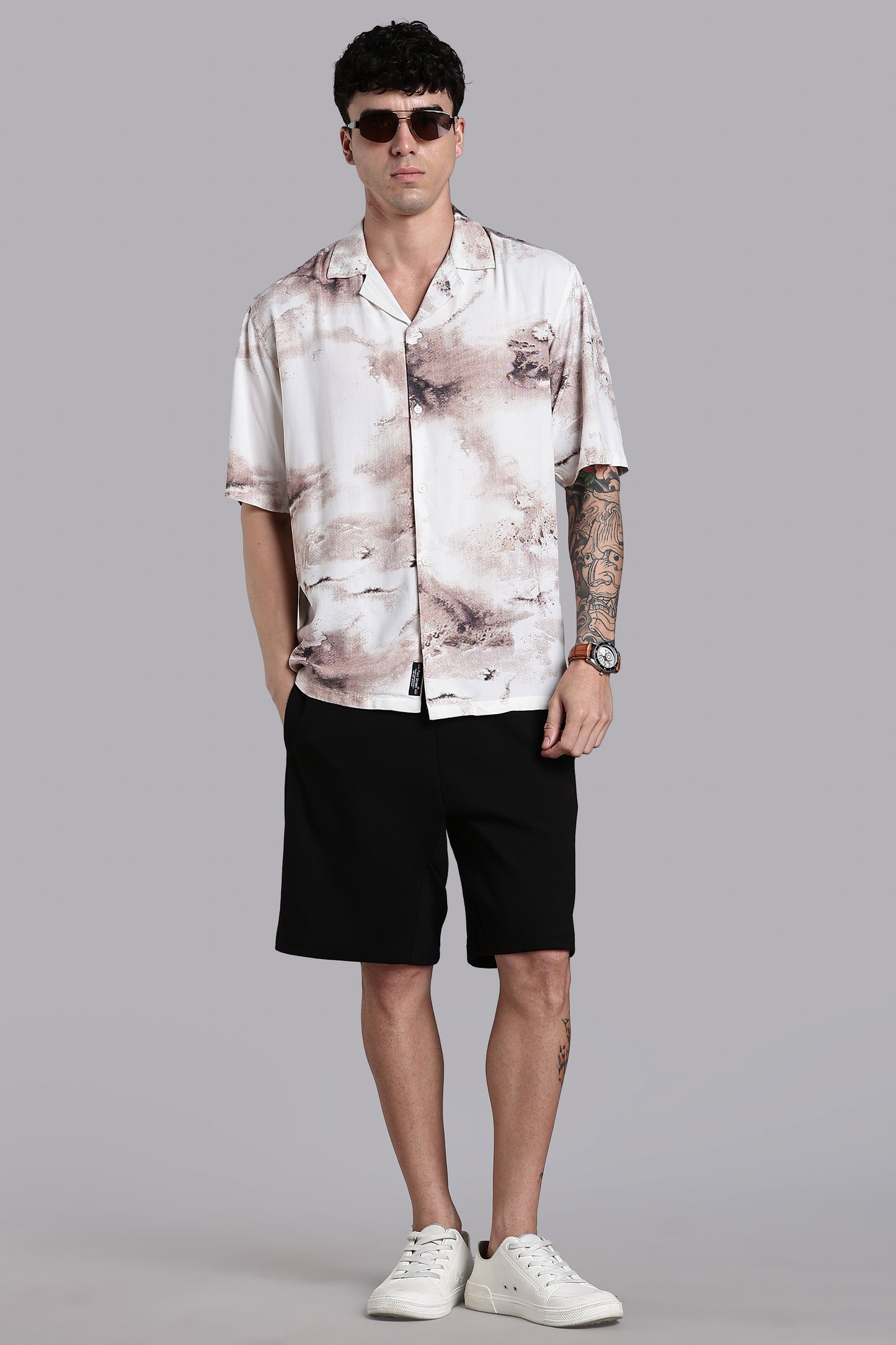 Tintor Beige Printed Shirt