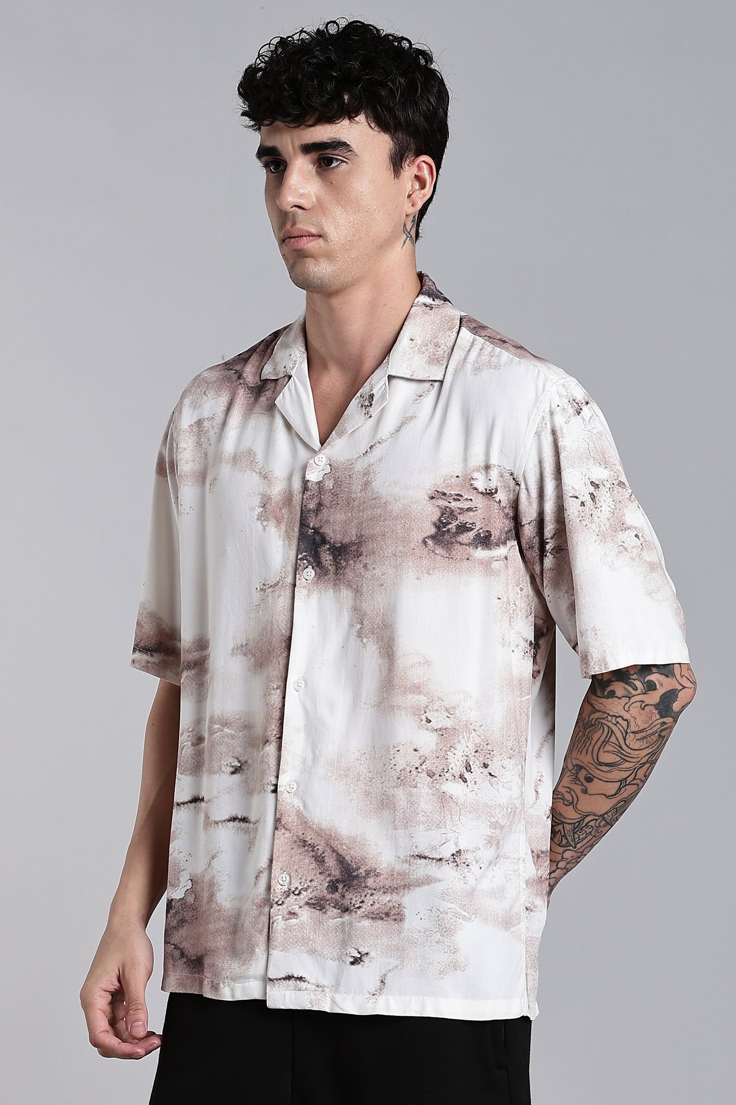 Tintor Beige Printed Shirt