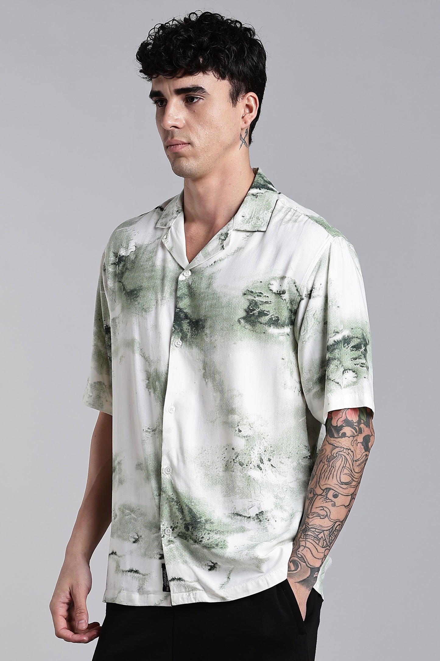 Tintor Green Printed Shirt