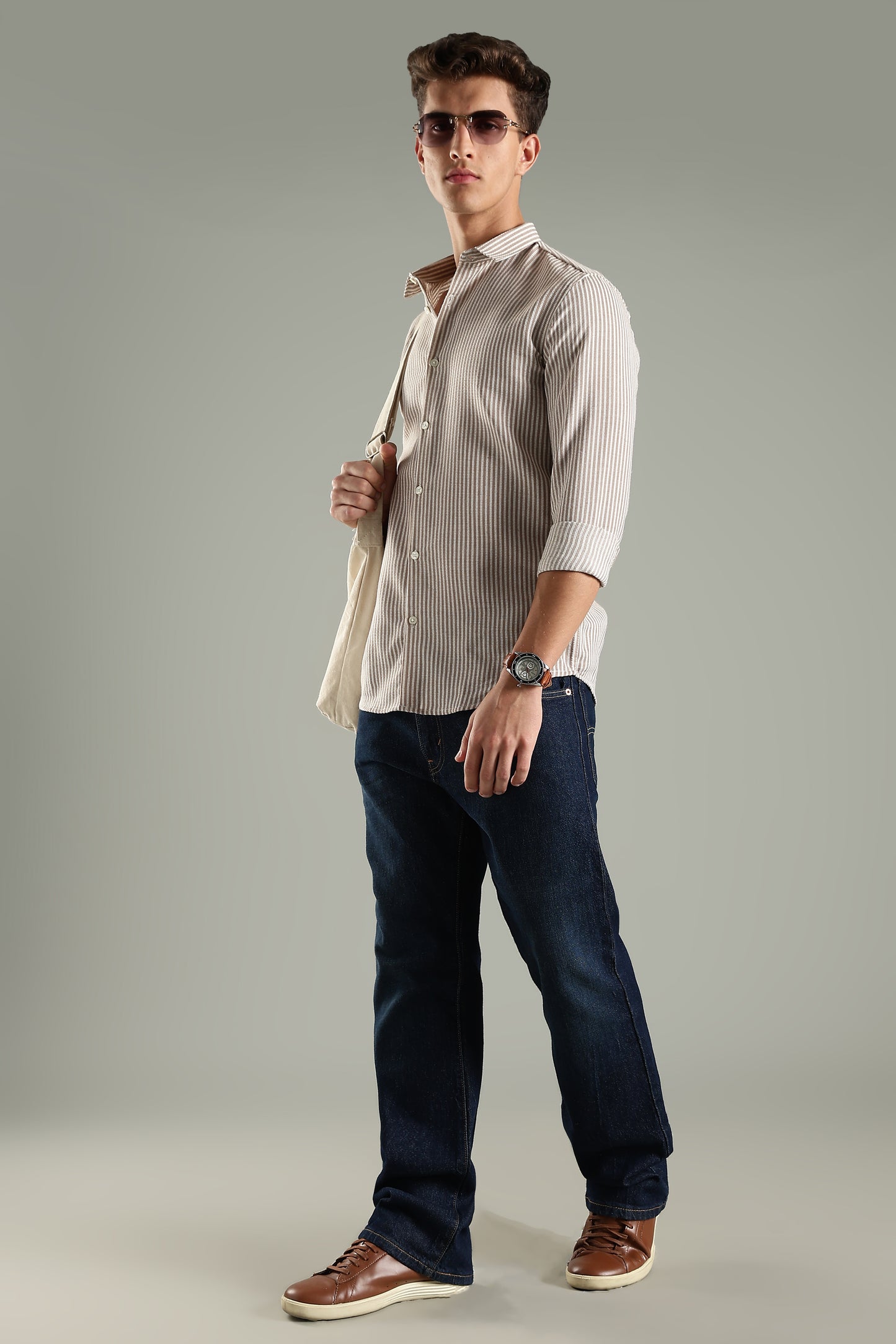 Looma Brown Stripes Shirt