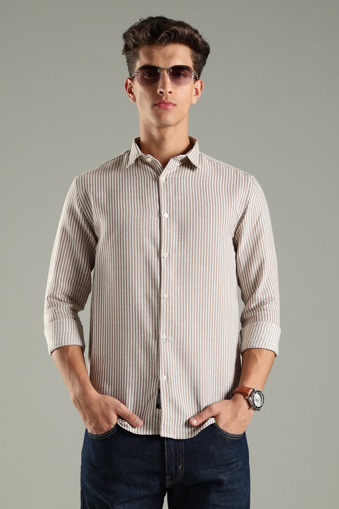 Looma Brown Stripes Shirt