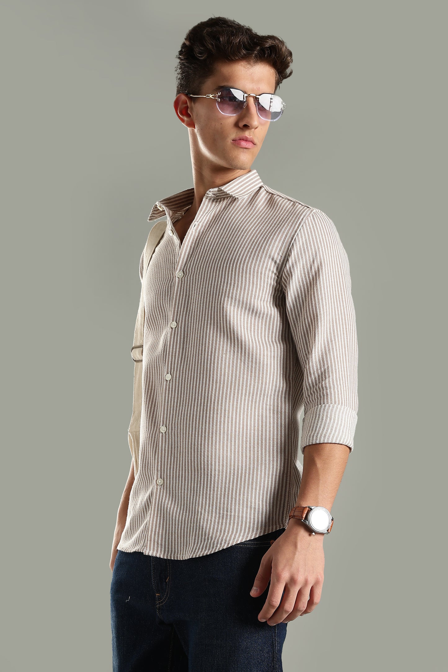 Looma Brown Stripes Shirt