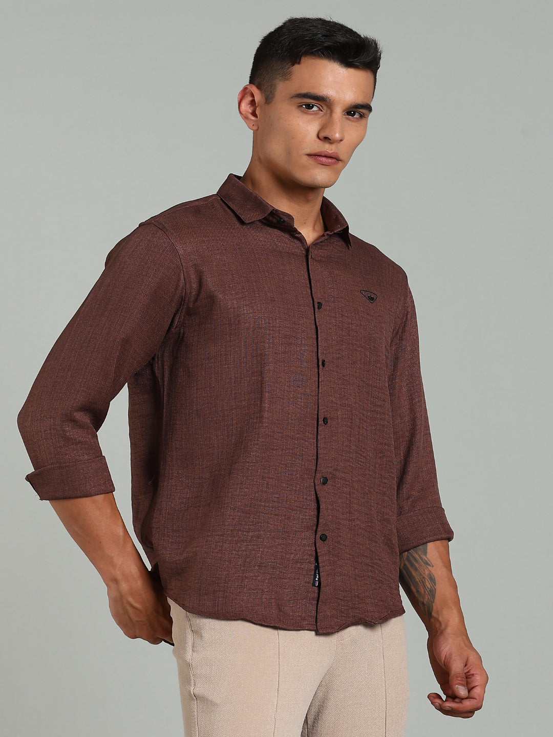 Striv Brown Solid Shirt