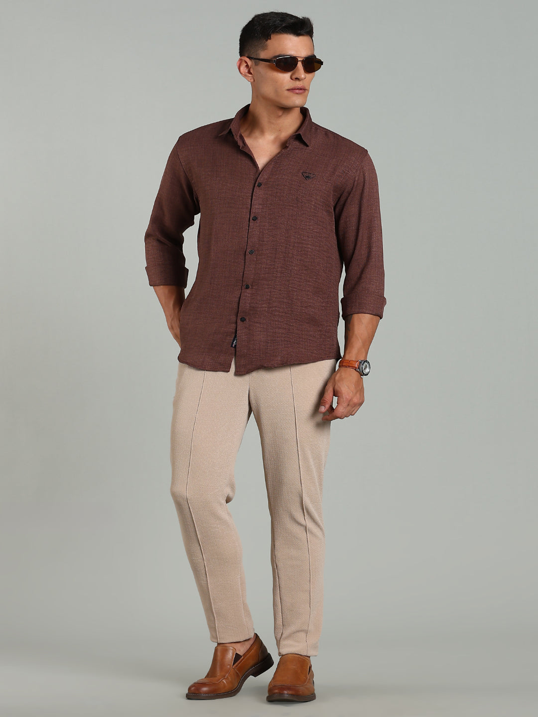 Striv Brown Solid Shirt