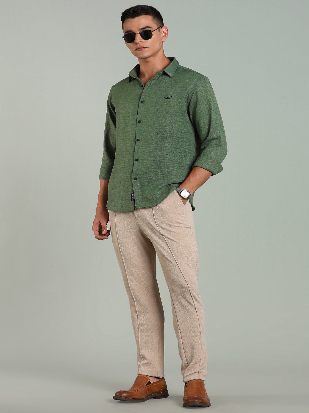 Striv Green Solid Shirt