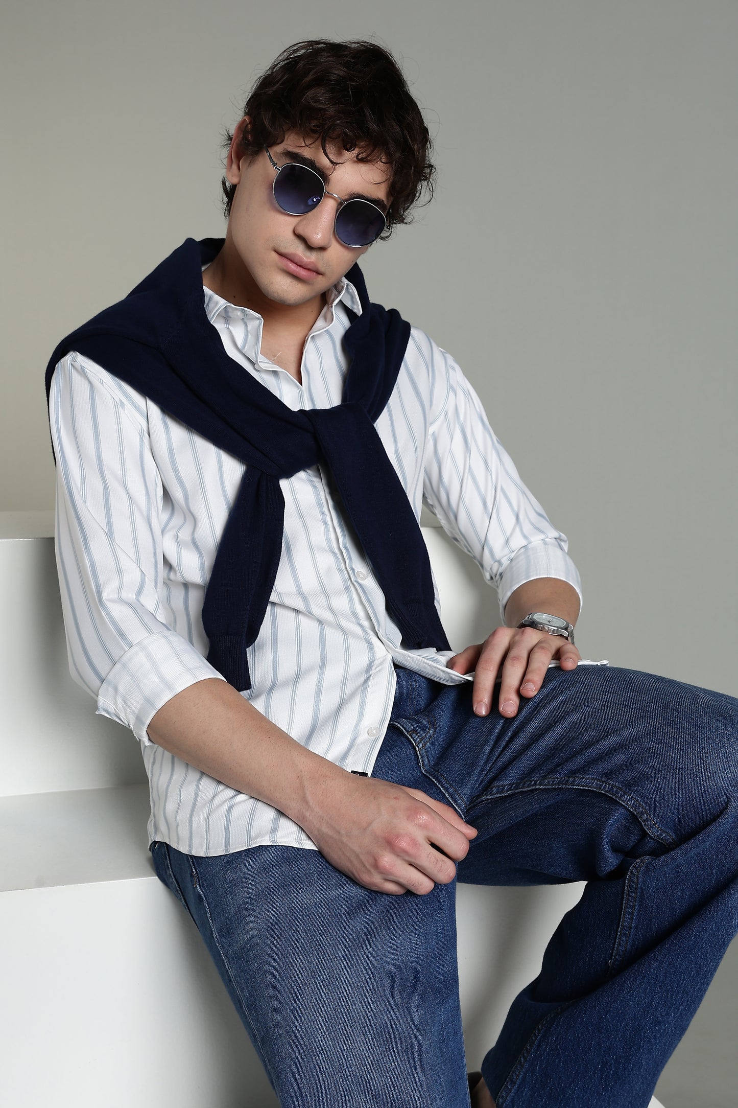 Verta White Striped Shirt
