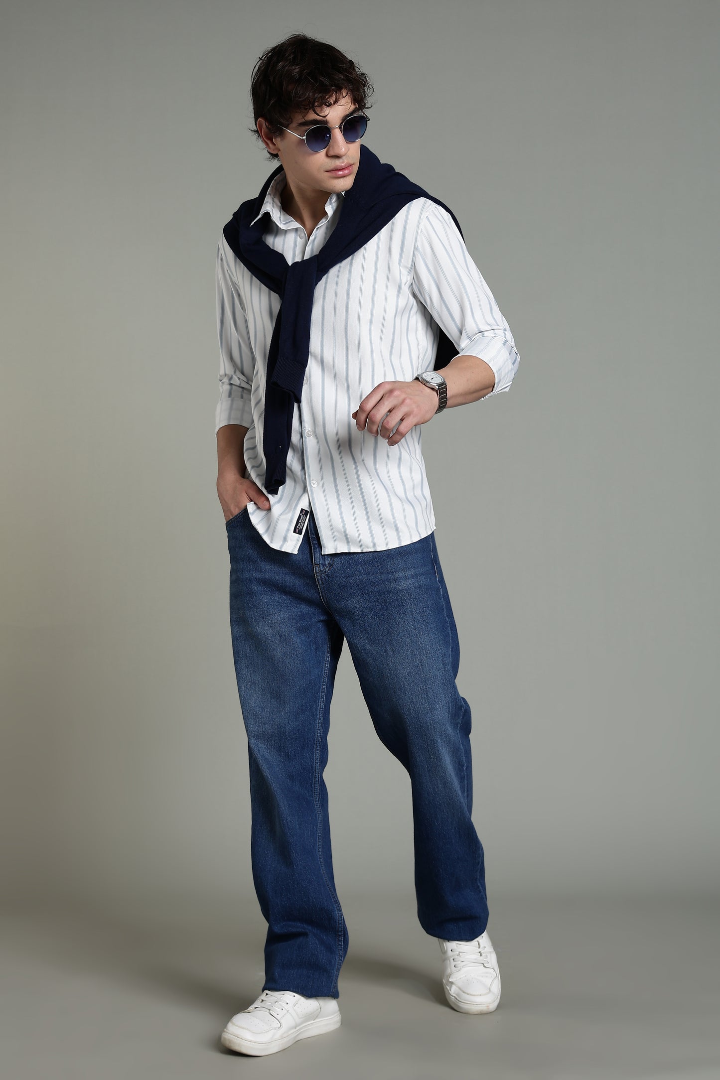 Verta White Striped Shirt