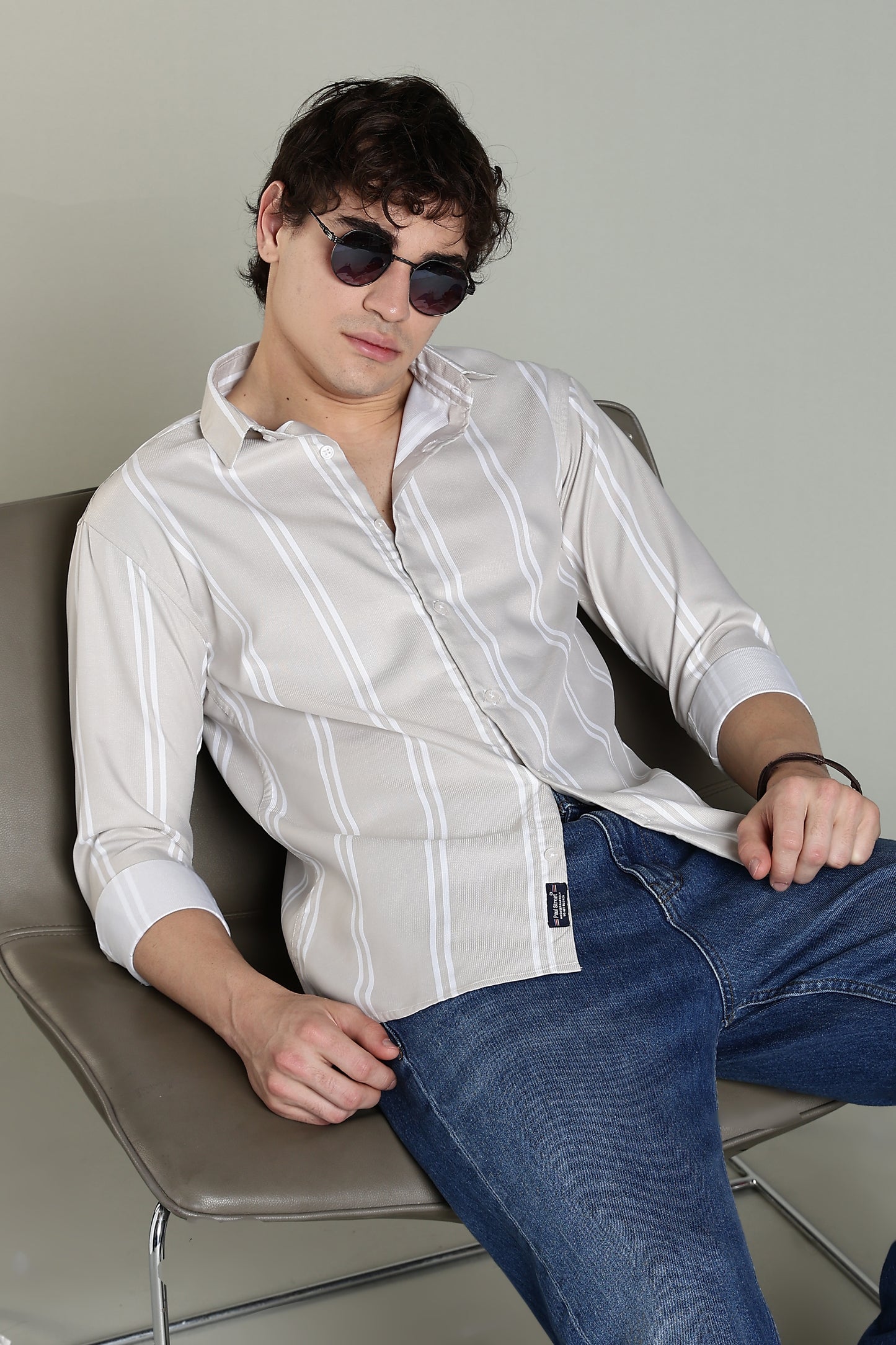 Stran Beige Striped Shirt