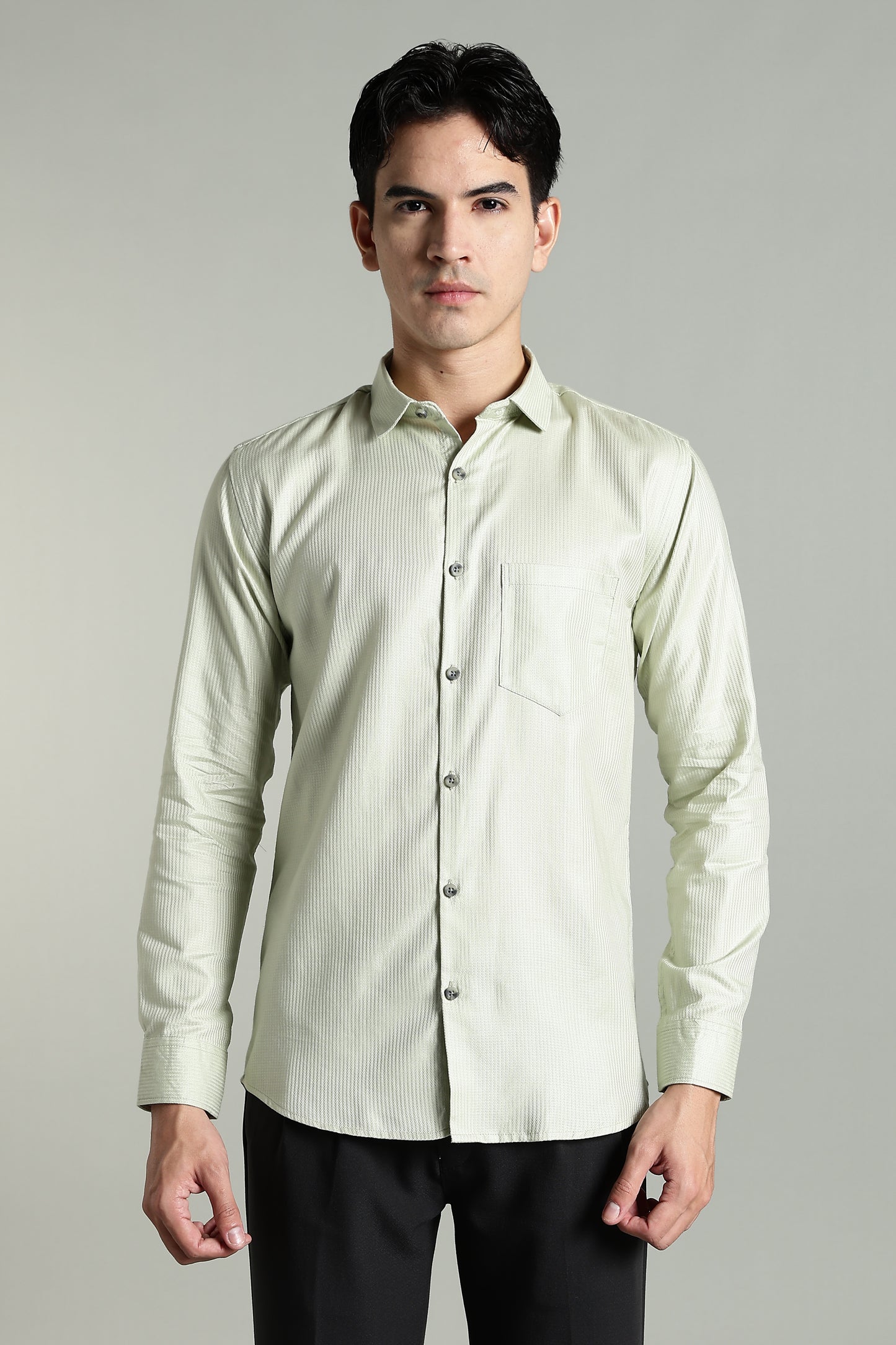 Stria Green Solid Shirt