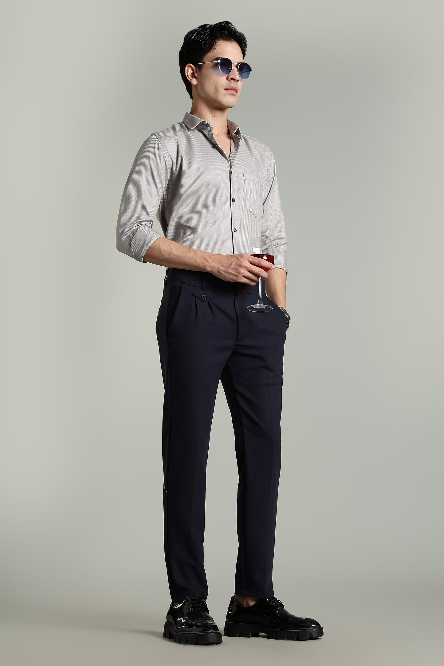 Stria Grey Solid Shirt