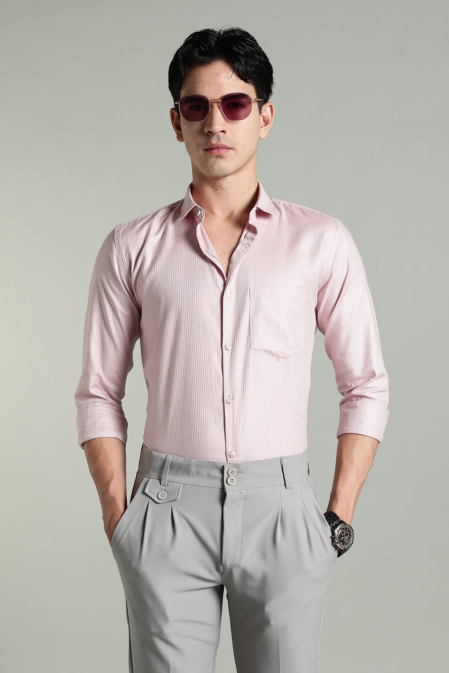 Stria Pink Solid Shirt