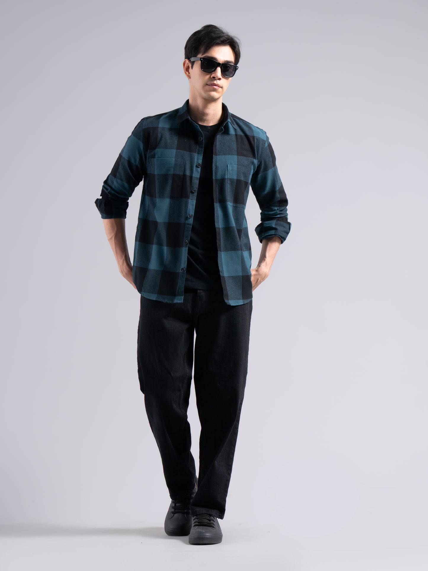 Basel Teal Checks Shirt