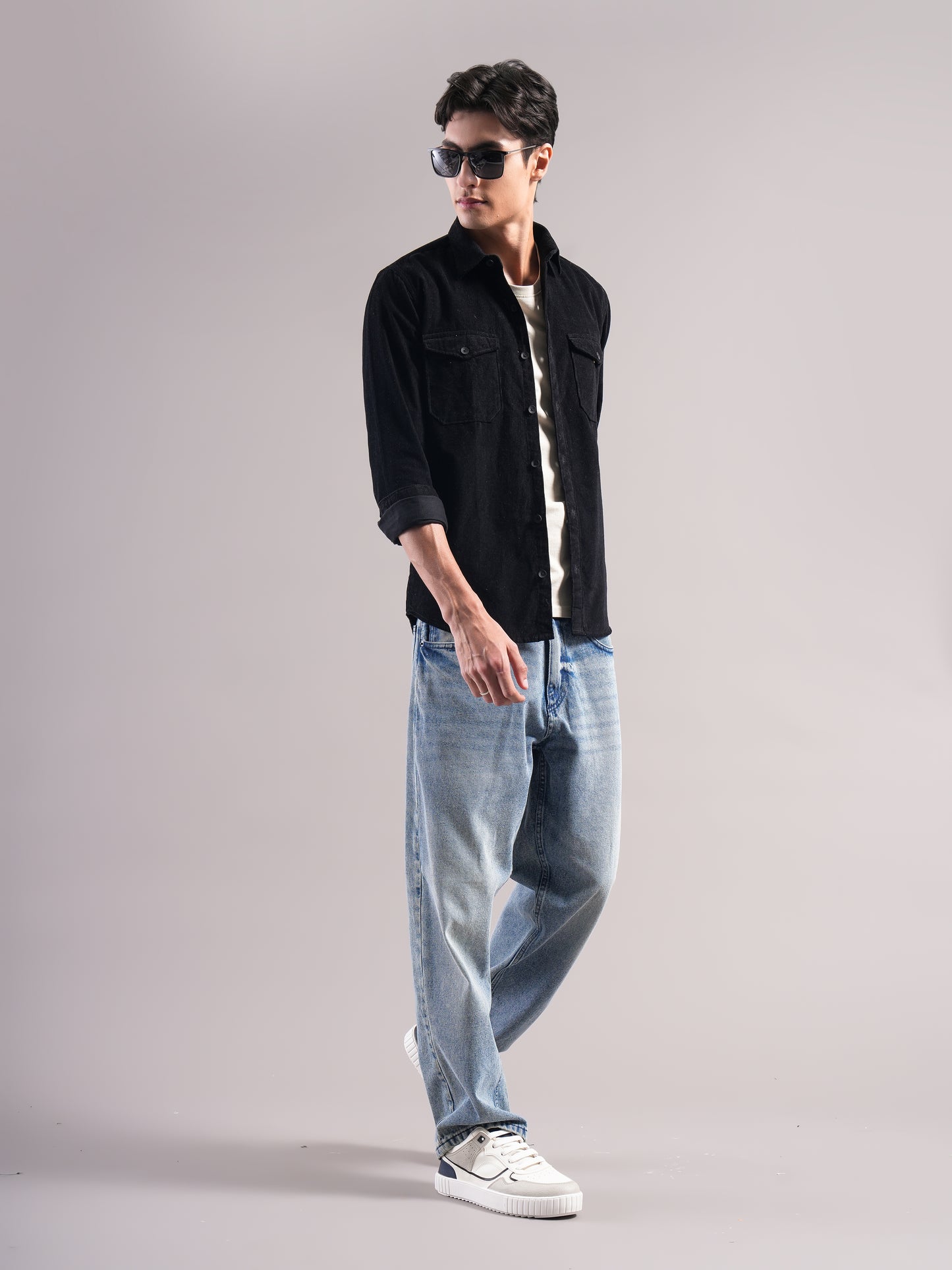 Belmor Black Corduroy Shirt