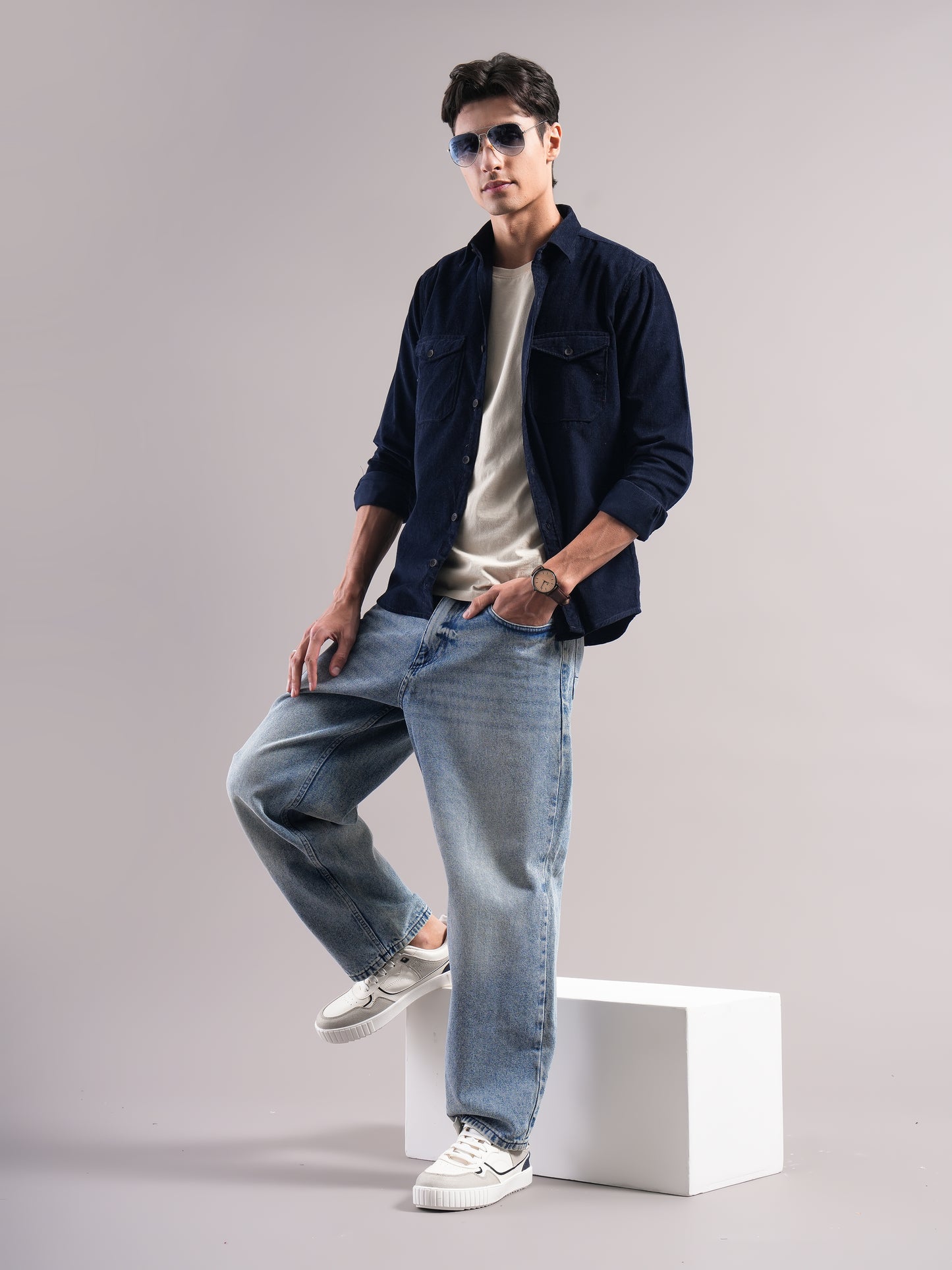 Belmor Navy Corduroy Shirt