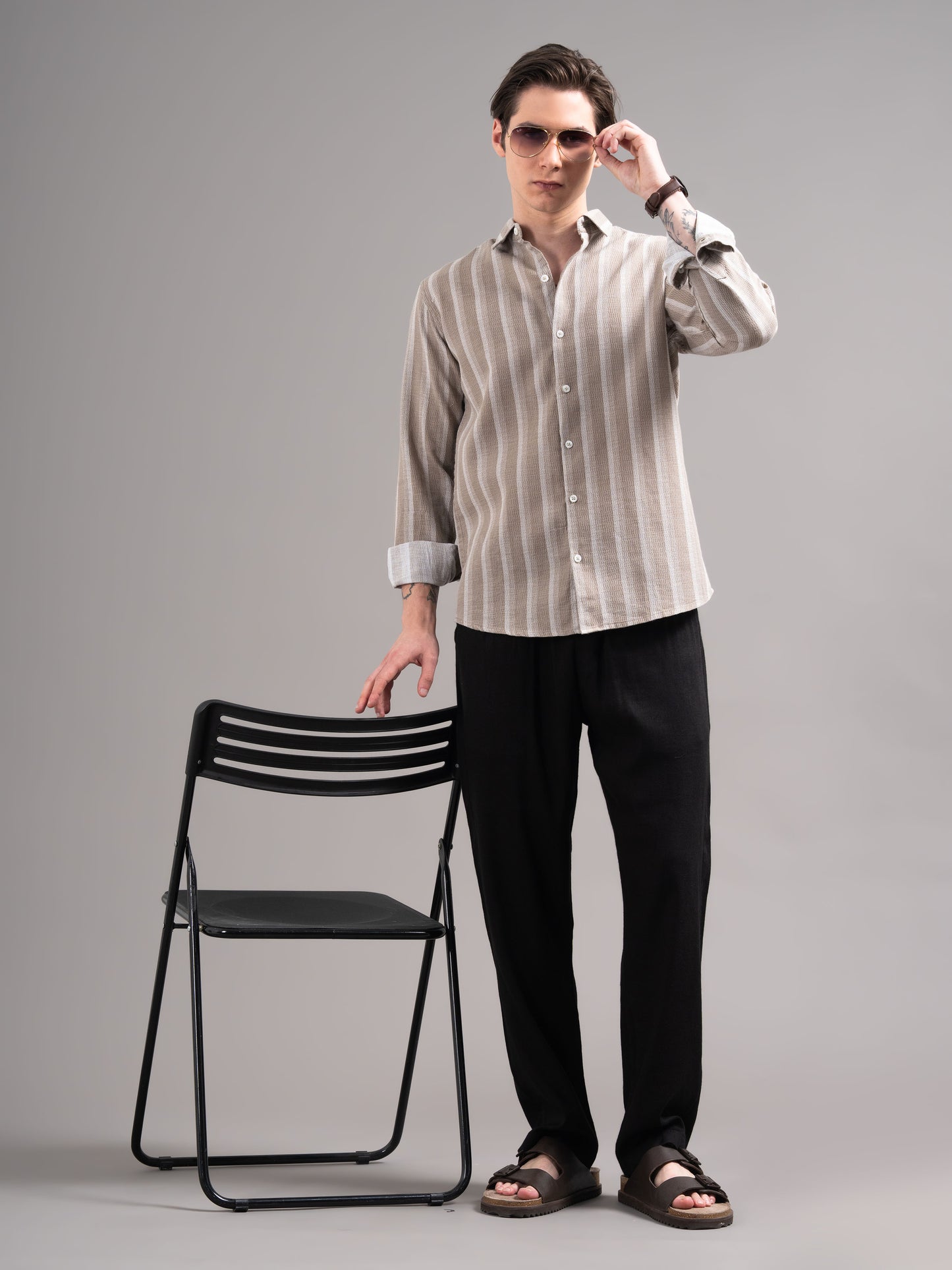 Corin Brown Striped Shirt
