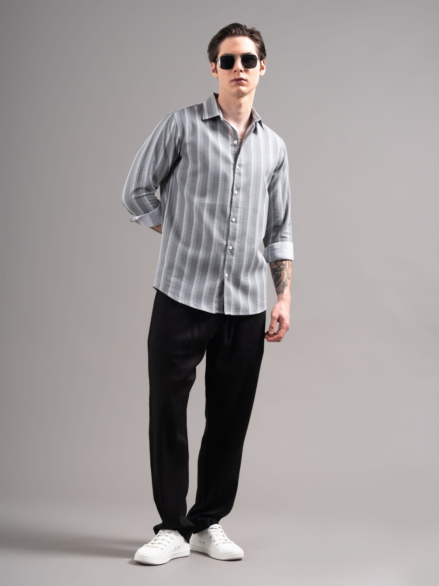 Corin Grey Striped Shirt