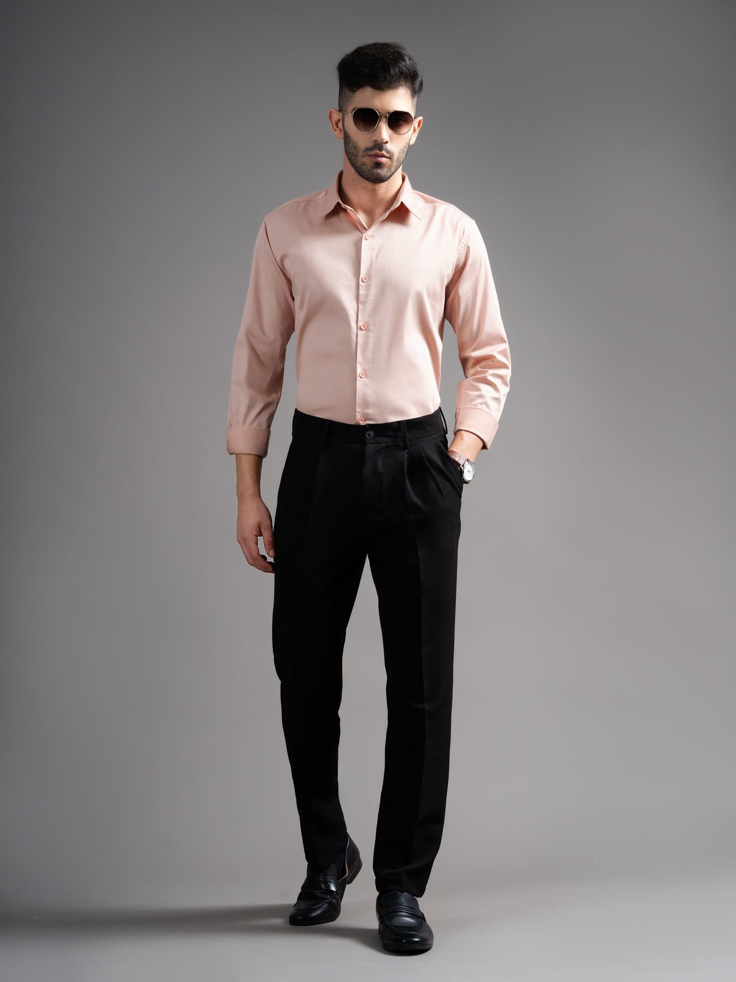 Garn Solid Peach Shirt