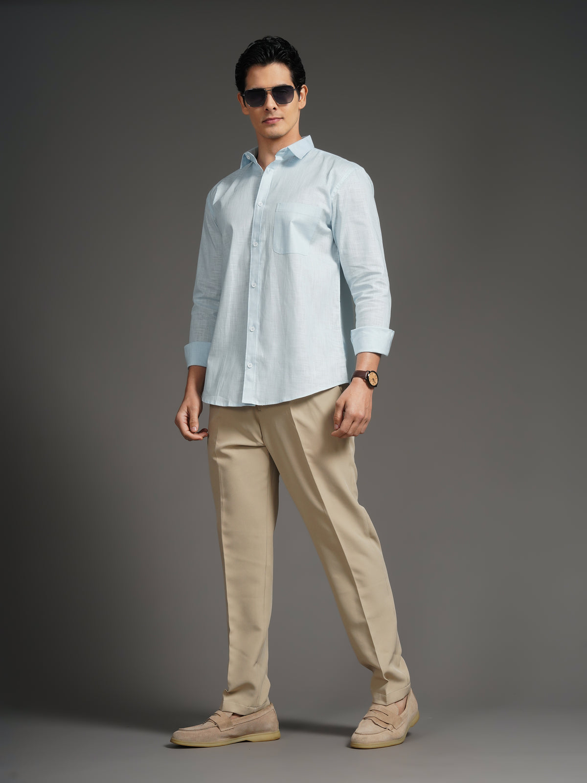 Linenette Blue Solid Shirt