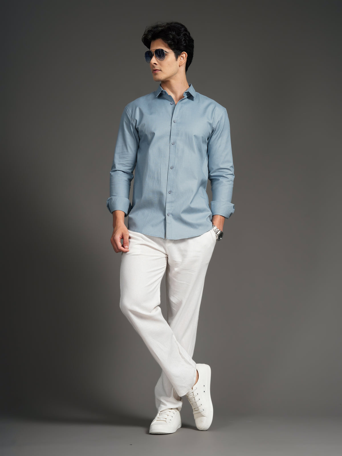 Gavor Blue Solid Shirt
