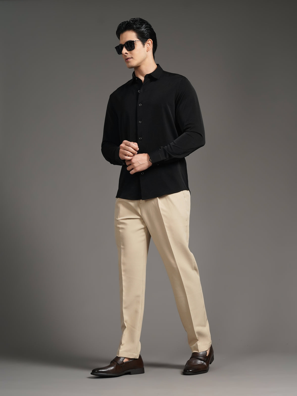 Velora Black Solid Shirt