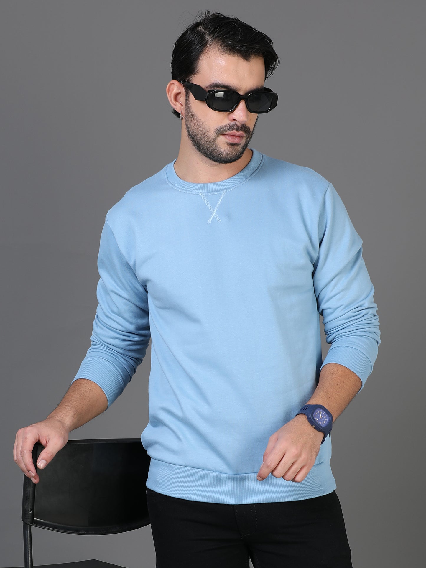 Blue Plain Sweatshirt