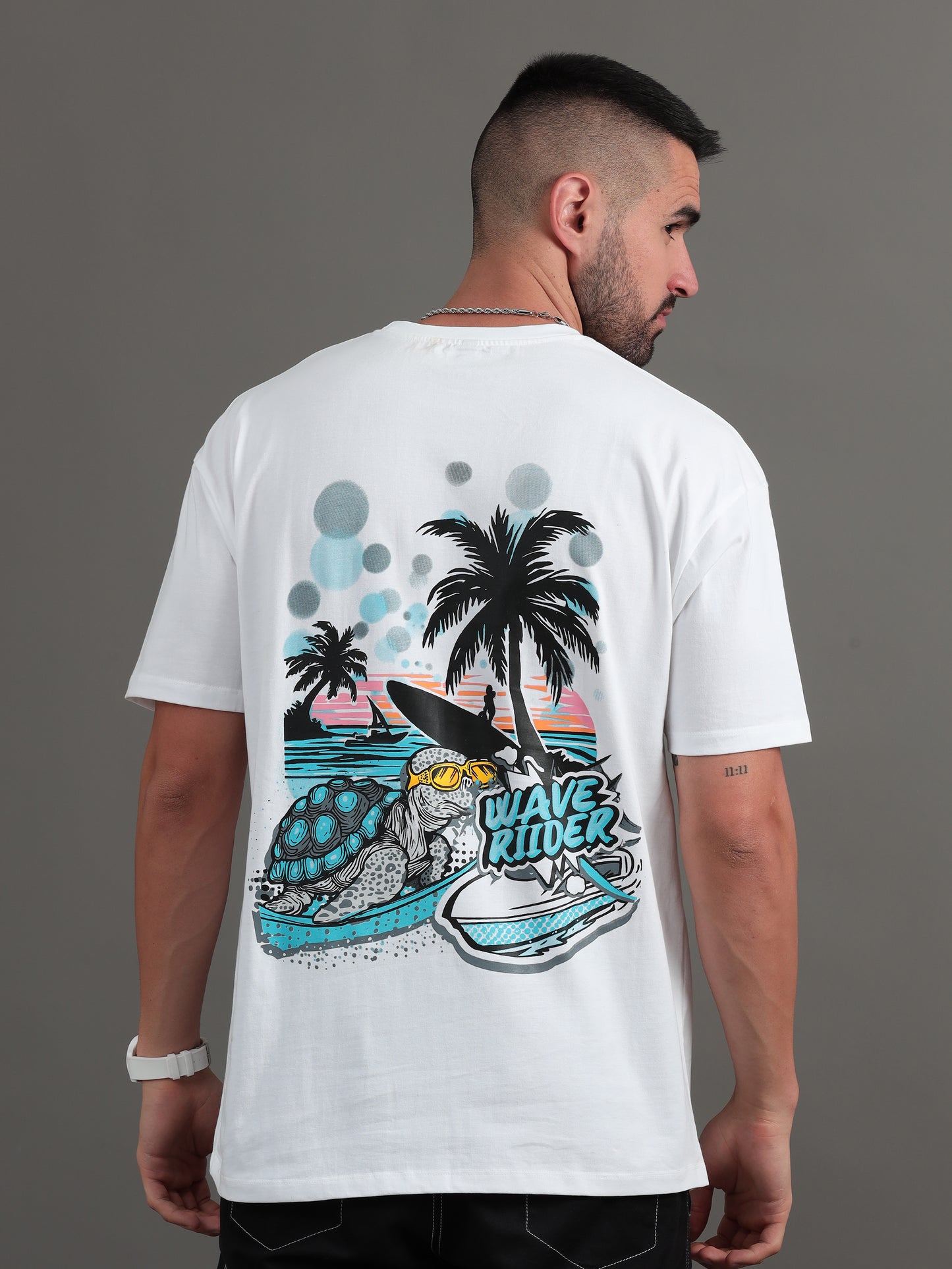 Wave Rider White Oversized T-Shirt