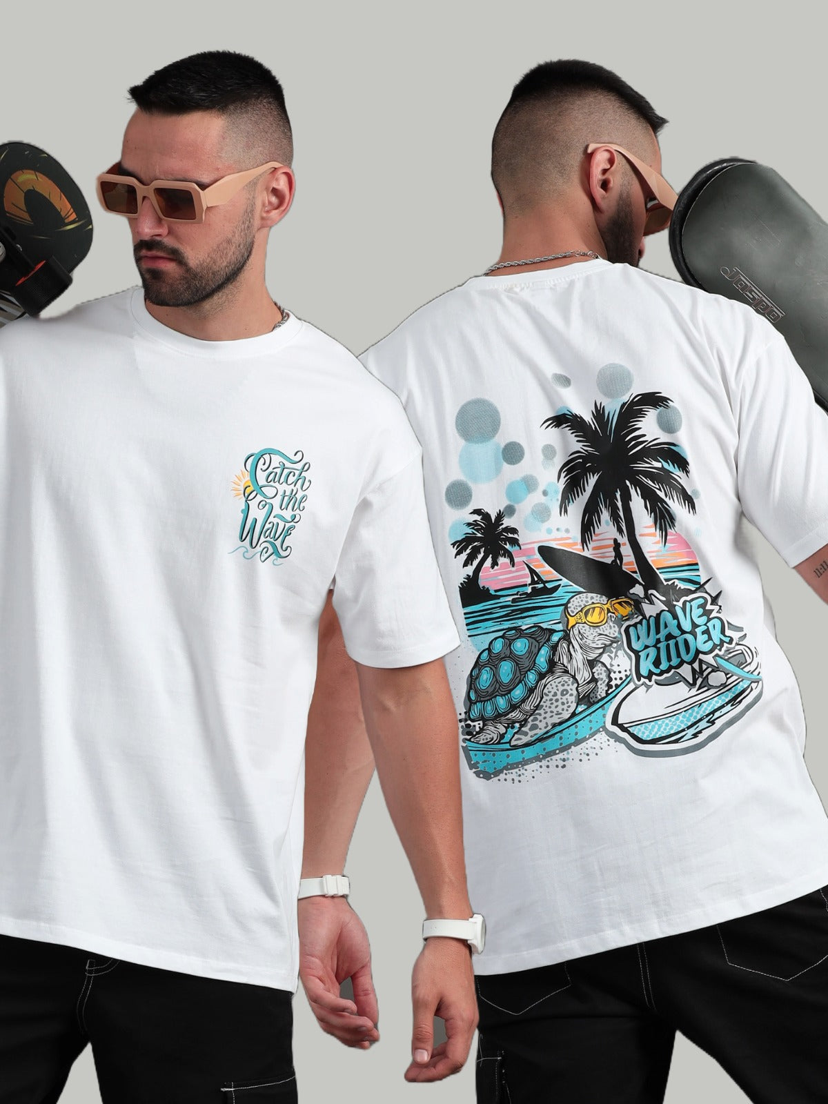 Wave Rider White Oversized T-Shirt