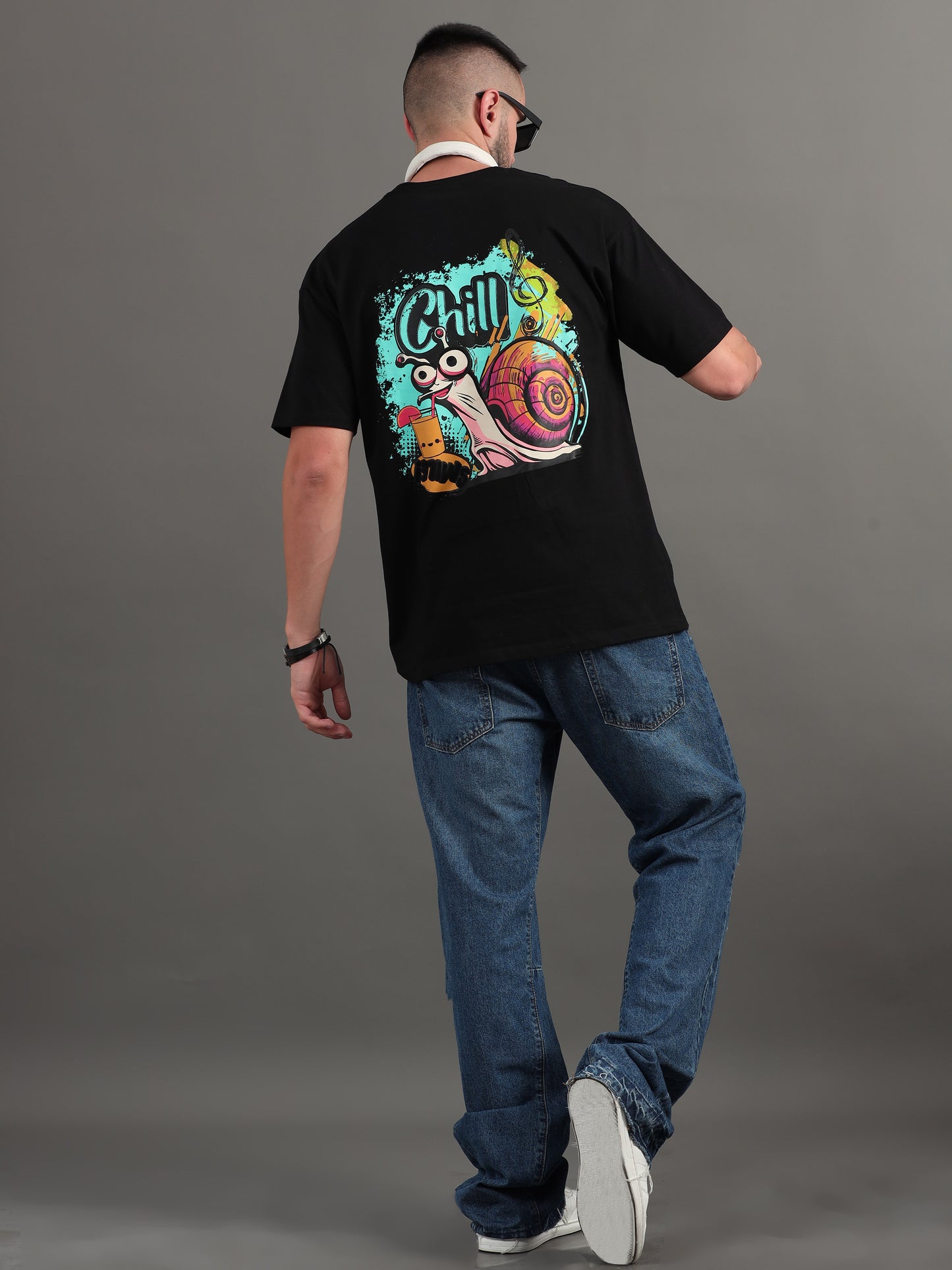 Chill & Relax Black Oversized T-Shirt