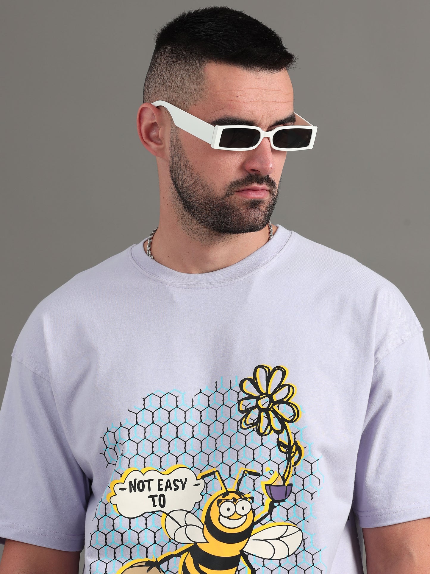 Bee Happy Lavender Oversized T-Shirt