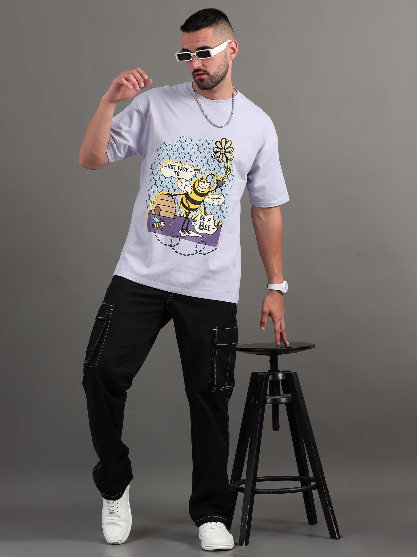 Bee Happy Lavender Oversized T-Shirt