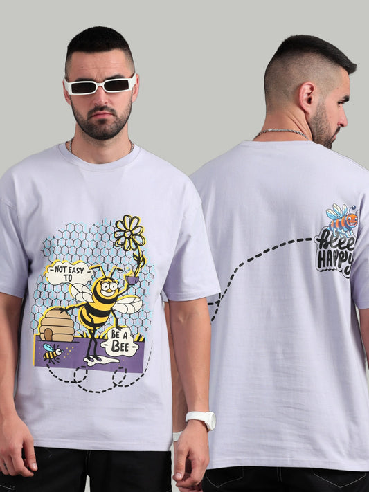 Bee Happy Lavender Oversized T-Shirt