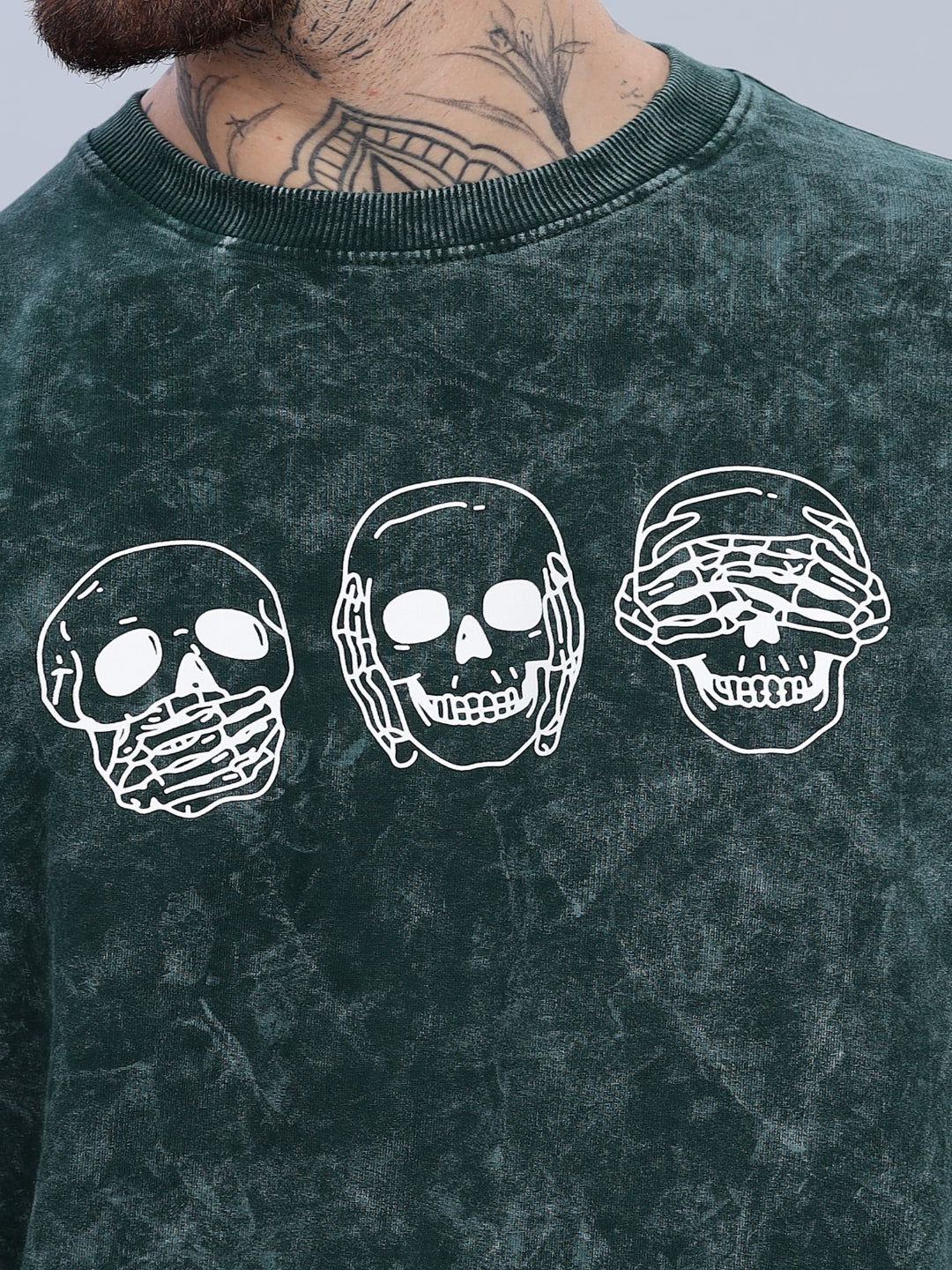 Skull Oversized Green T-Shirt