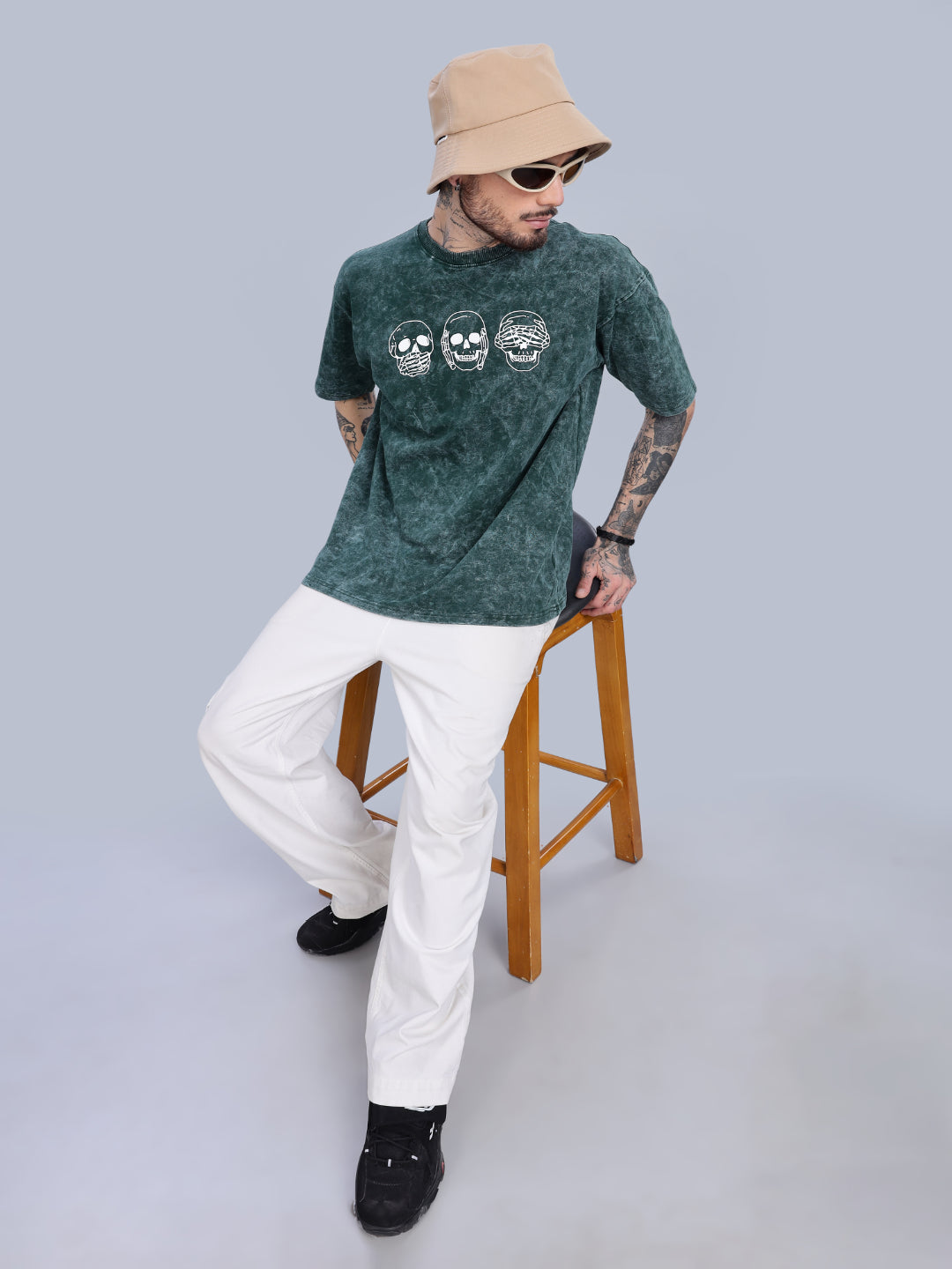 Skull Oversized Green T-Shirt