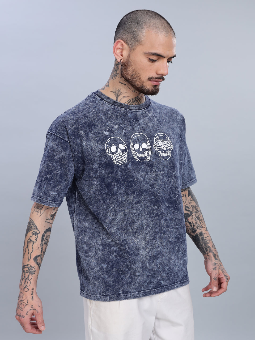 Skull Oversized Blue T-Shirt