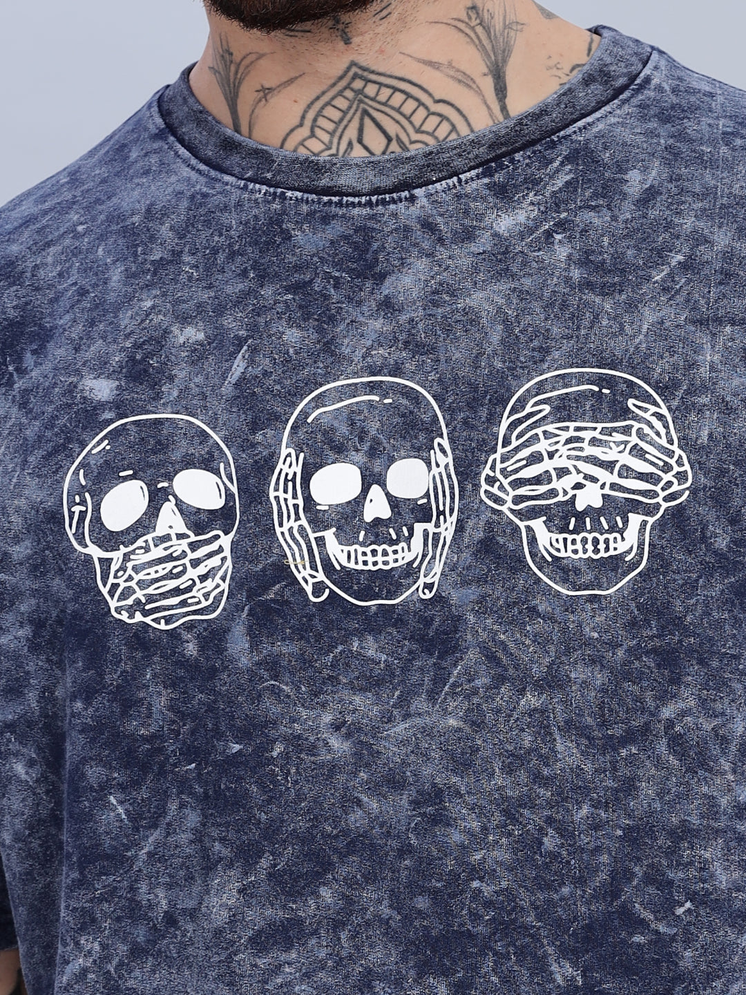 Skull Oversized Blue T-Shirt