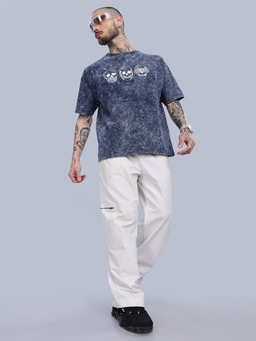 Skull Oversized Blue T-Shirt