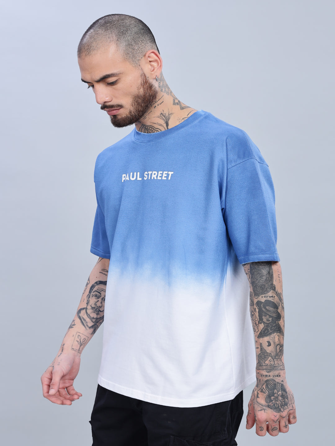 Half Hue Oversized Blue T-Shirt