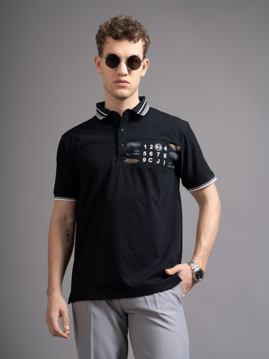 Calver Black Polo T-Shirt