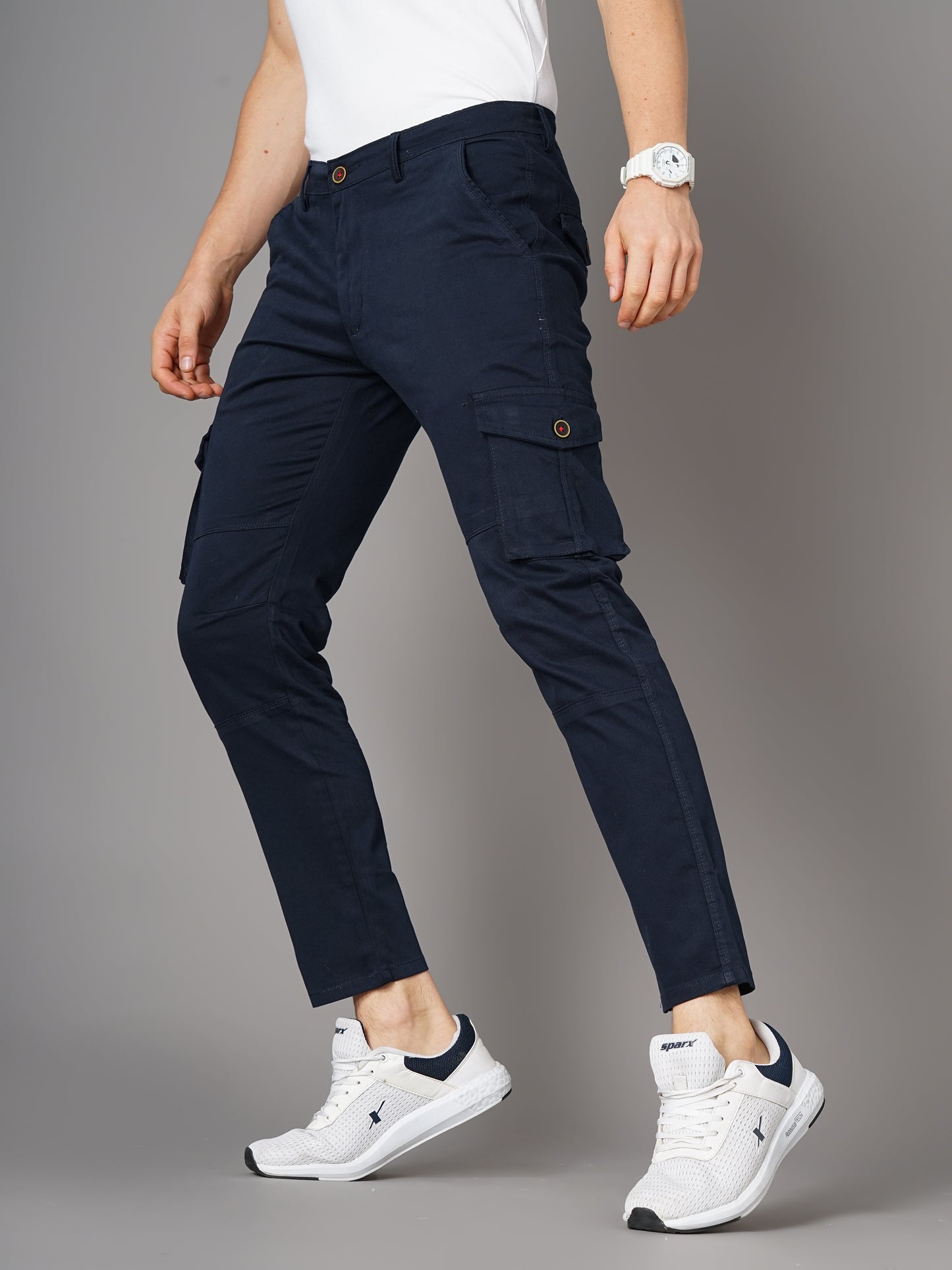 Unribbed Navy Cargo Pant