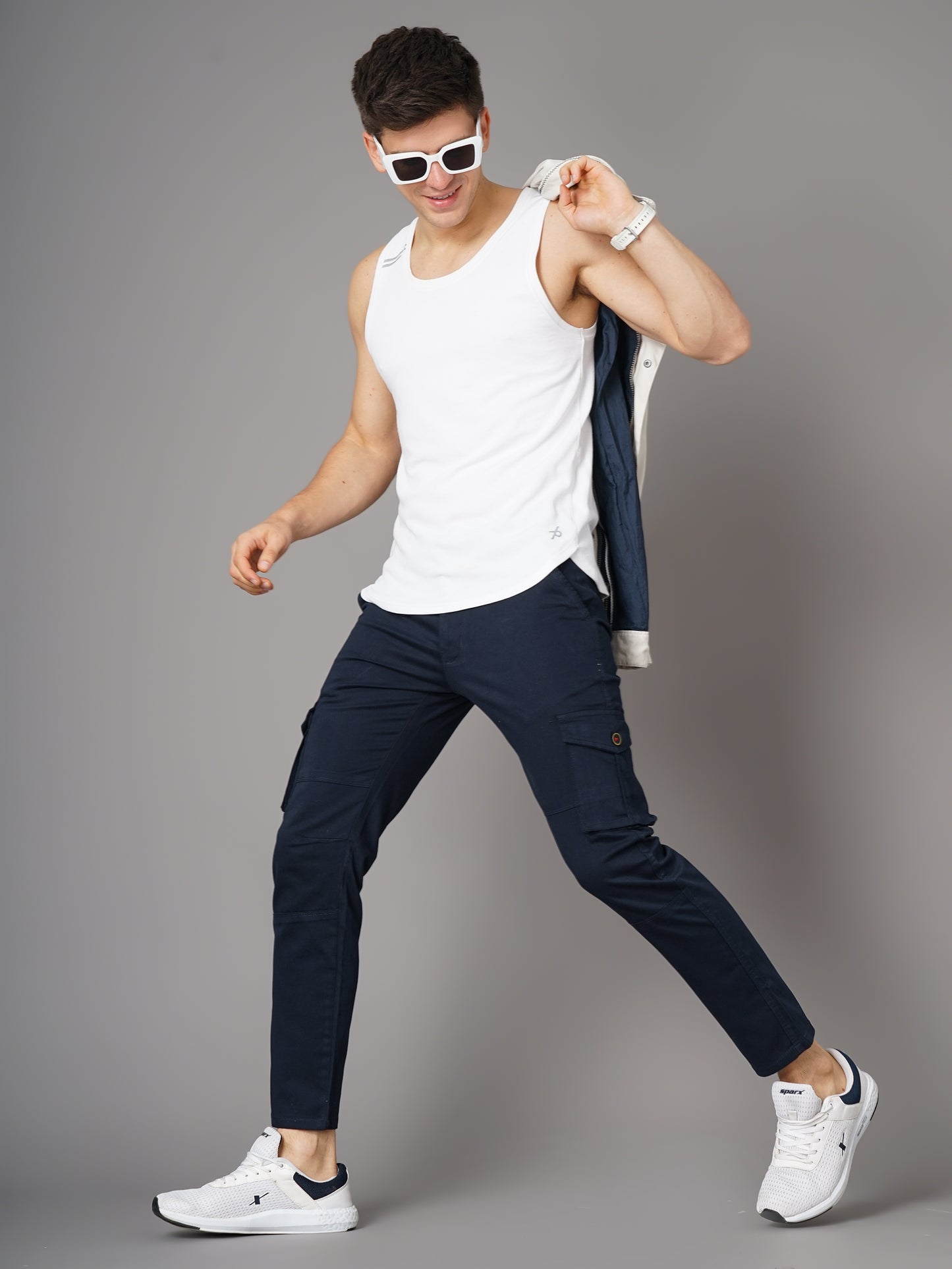 Unribbed Navy Cargo Pant