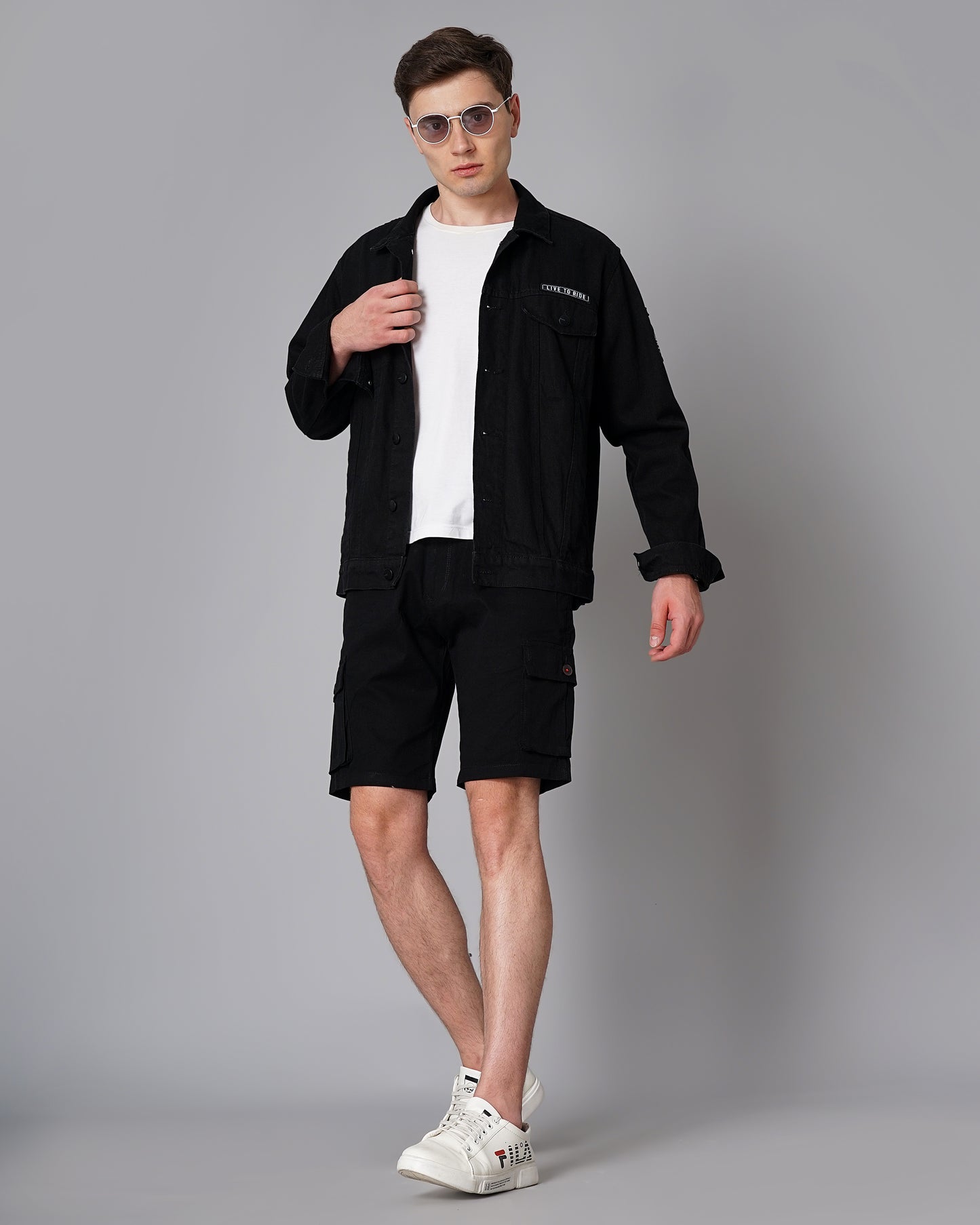 Solid Black Cargo Short