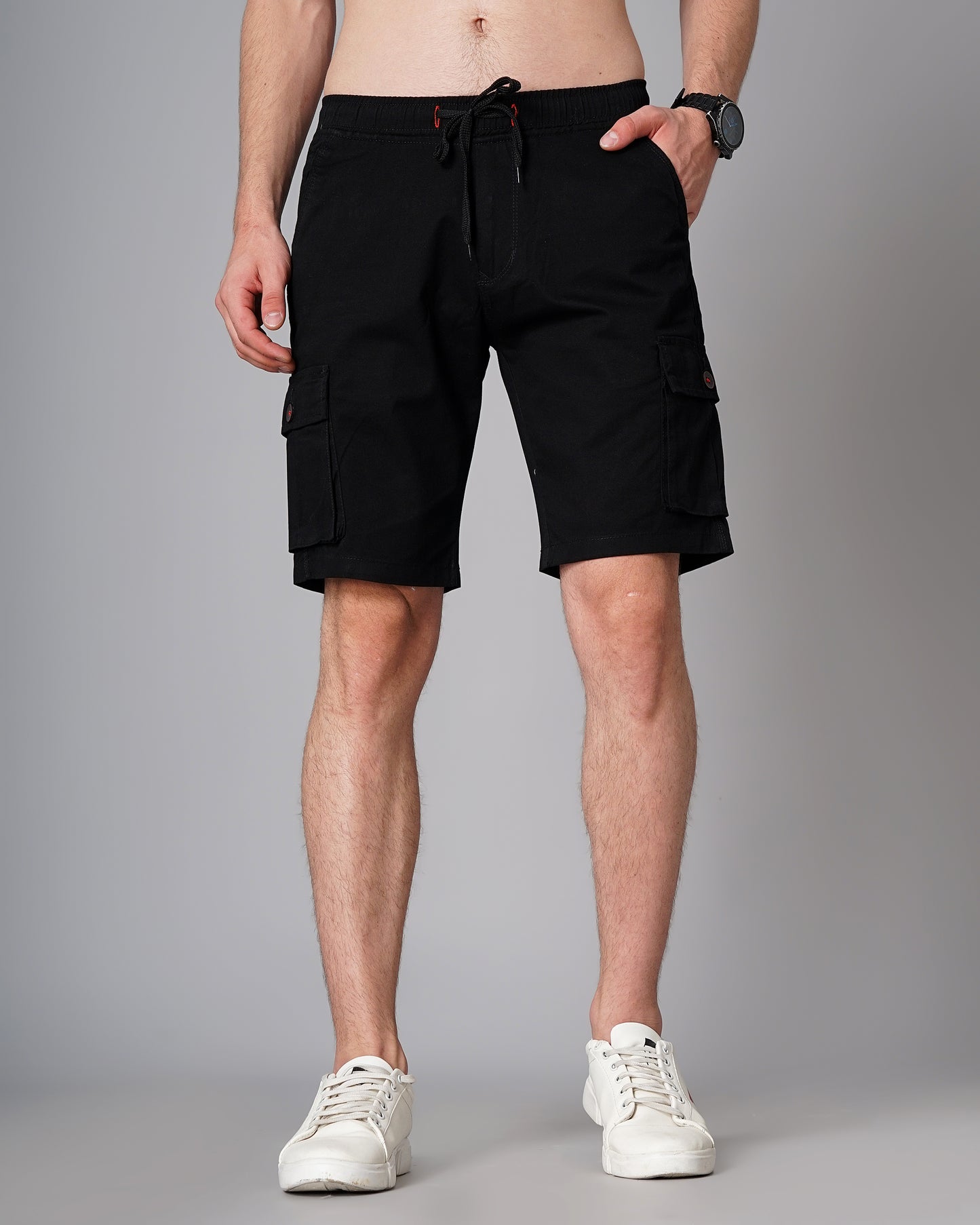 Solid Black Cargo Short