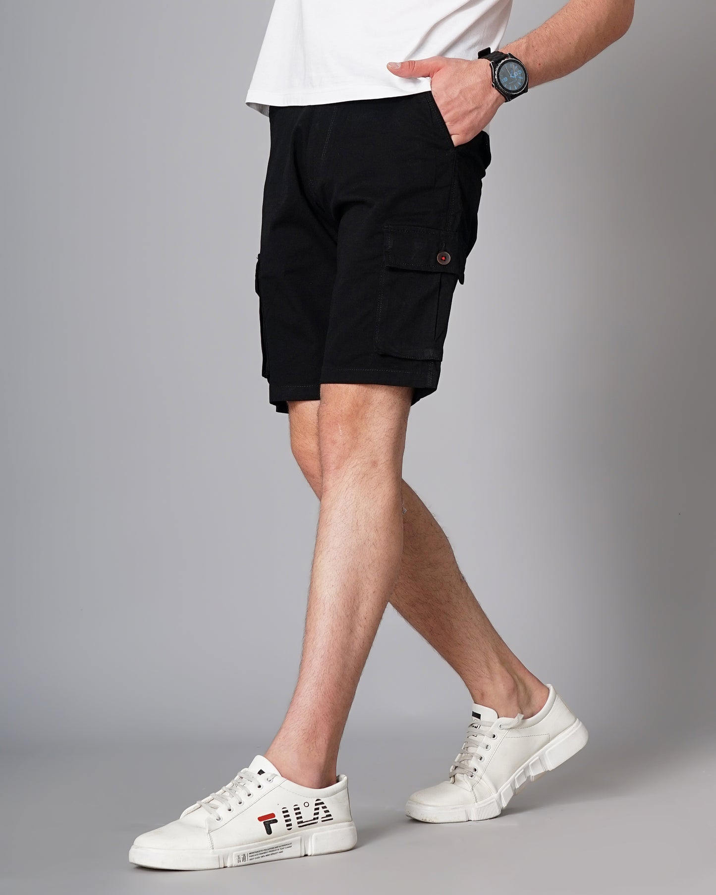 Solid Black Cargo Short