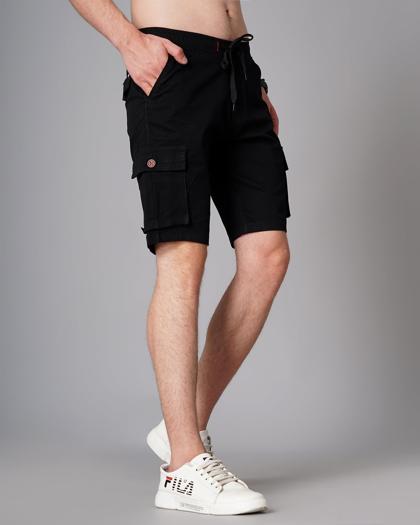 Solid Black Cargo Short