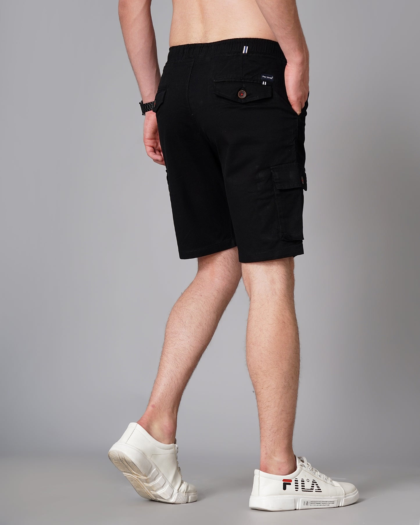 Solid Black Cargo Short
