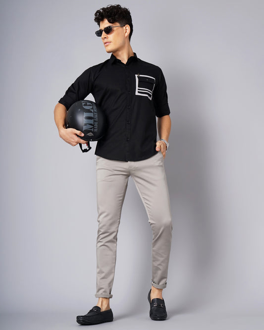 Outline Pocket Black Shirt