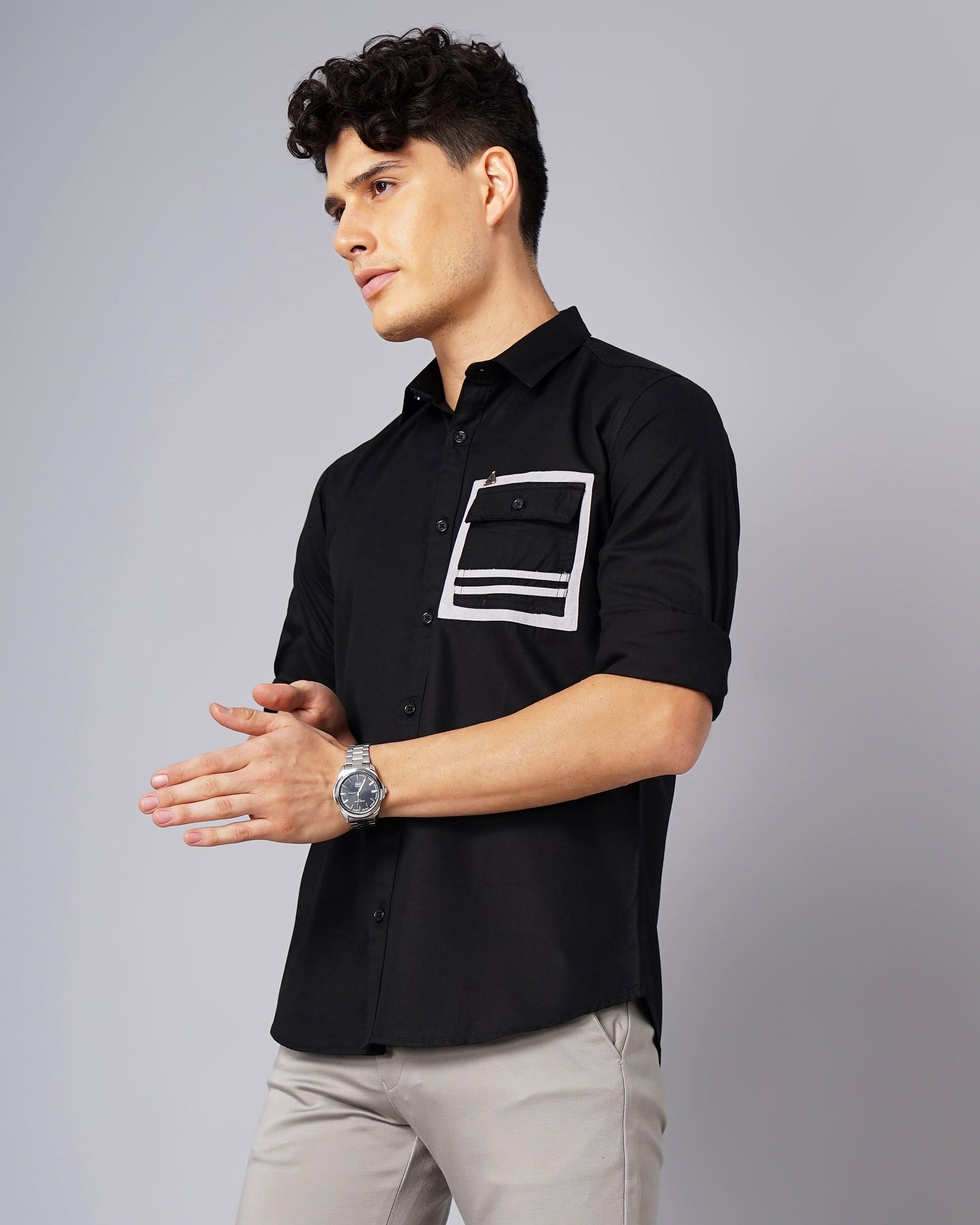 Outline Pocket Black Shirt