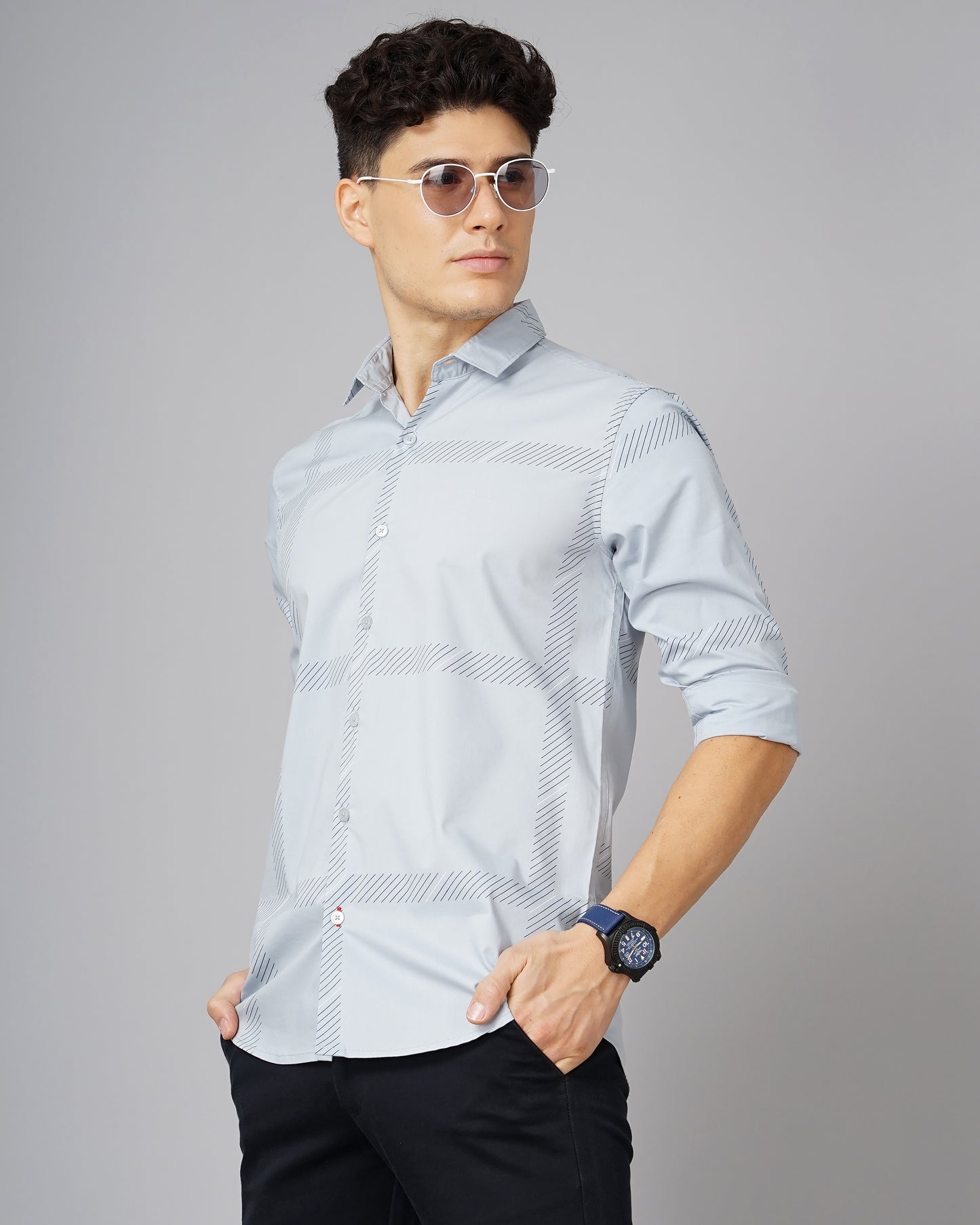 Aslant Grey Printed Shirt
